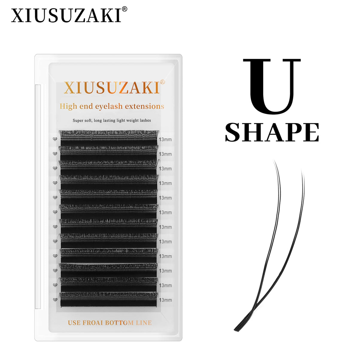 XIUSUZAKI U Shaped YY Eyelashes Extensions Matte Black Double Tips 2D YY Lashes Extensions Premade Fans Volume False Lashes