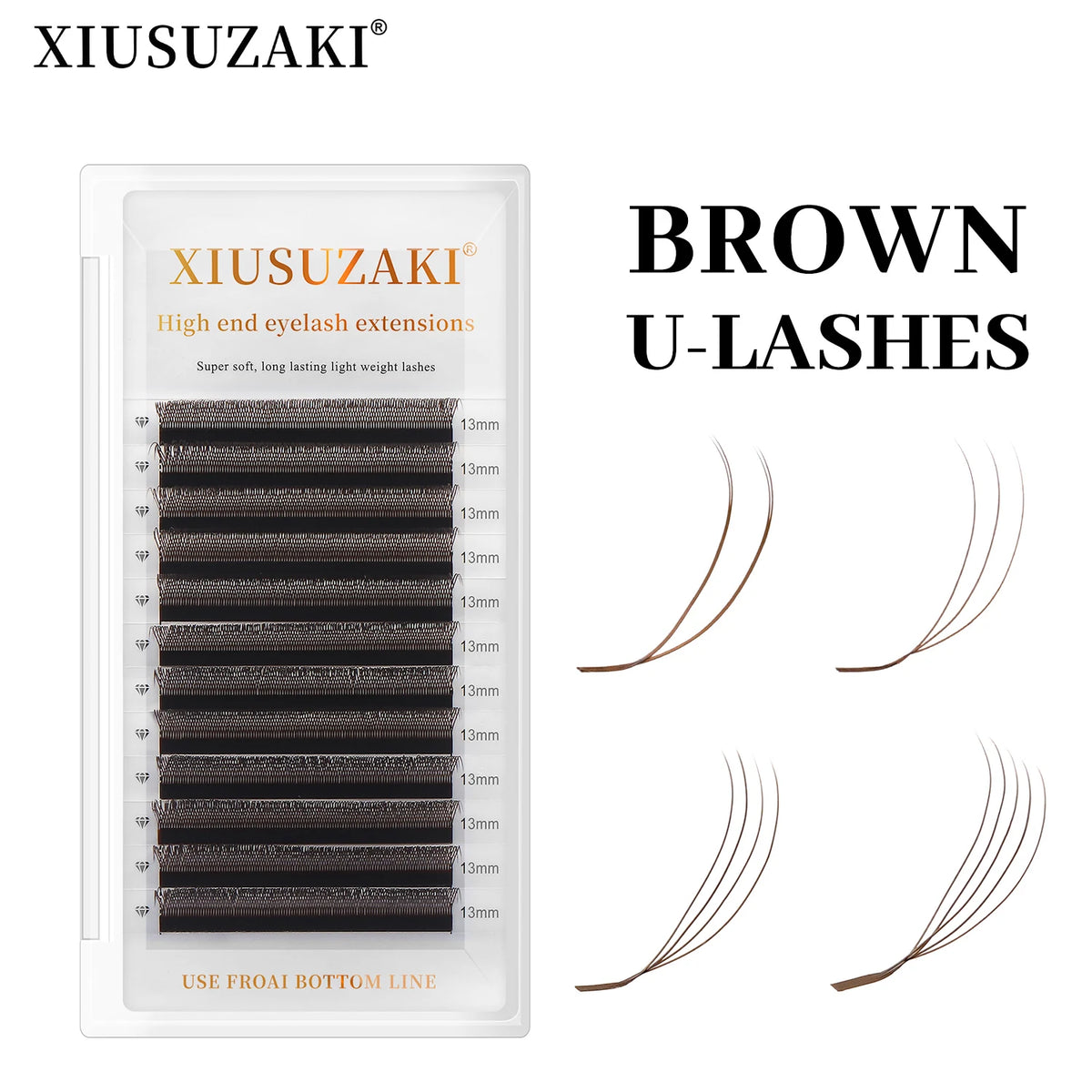 XIUSUZAKI Brown U-Shaped YY 3D 4D 5D Eyelash Extensions U Lashes Extension Mink Premade Volume Fans Individual False Lashes