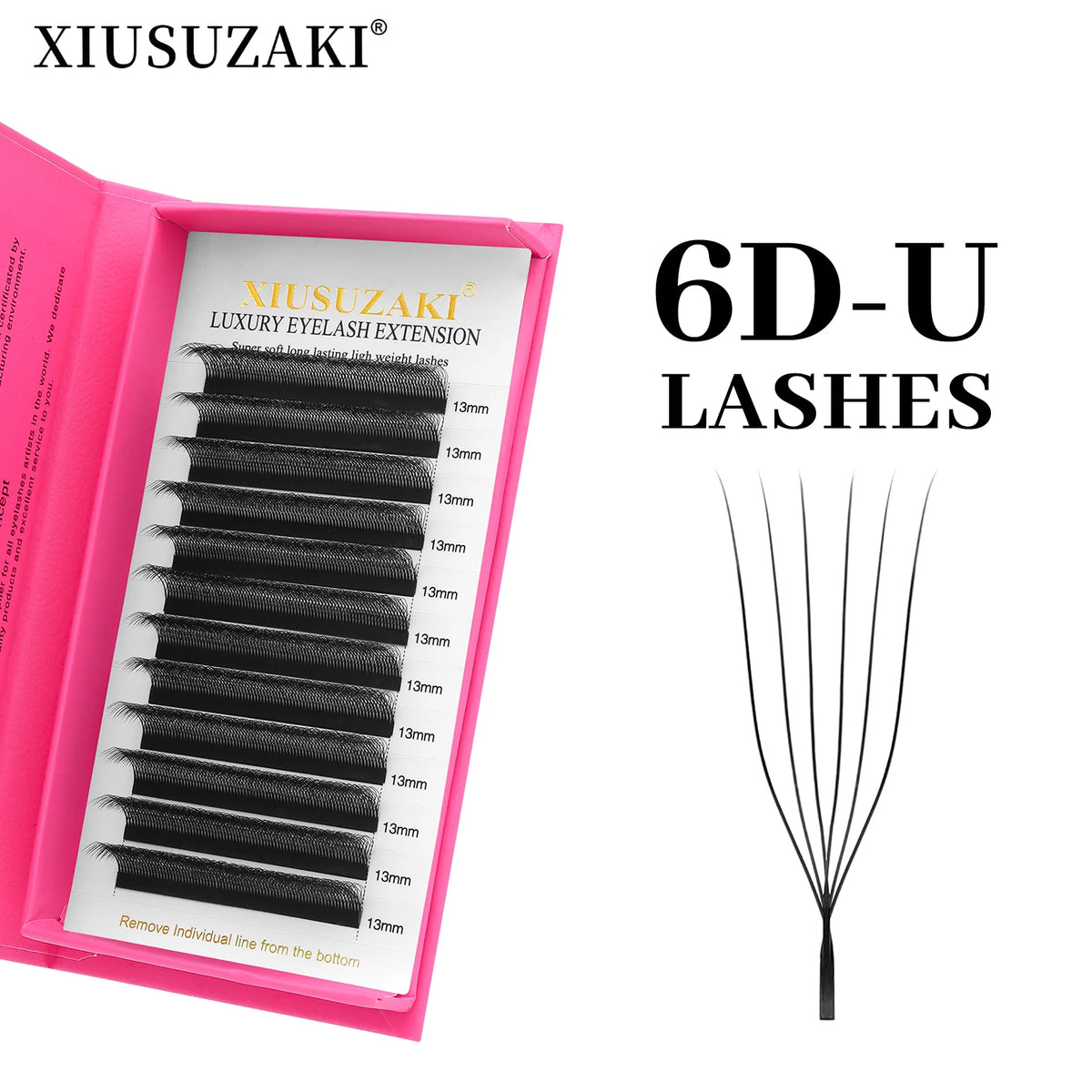 XIUSUZAKI U 6D Lashes Extensions Matte Black U Shaped 6D Eyelashes Extensions U Lashes Premade Volume Fans False Eyelashes