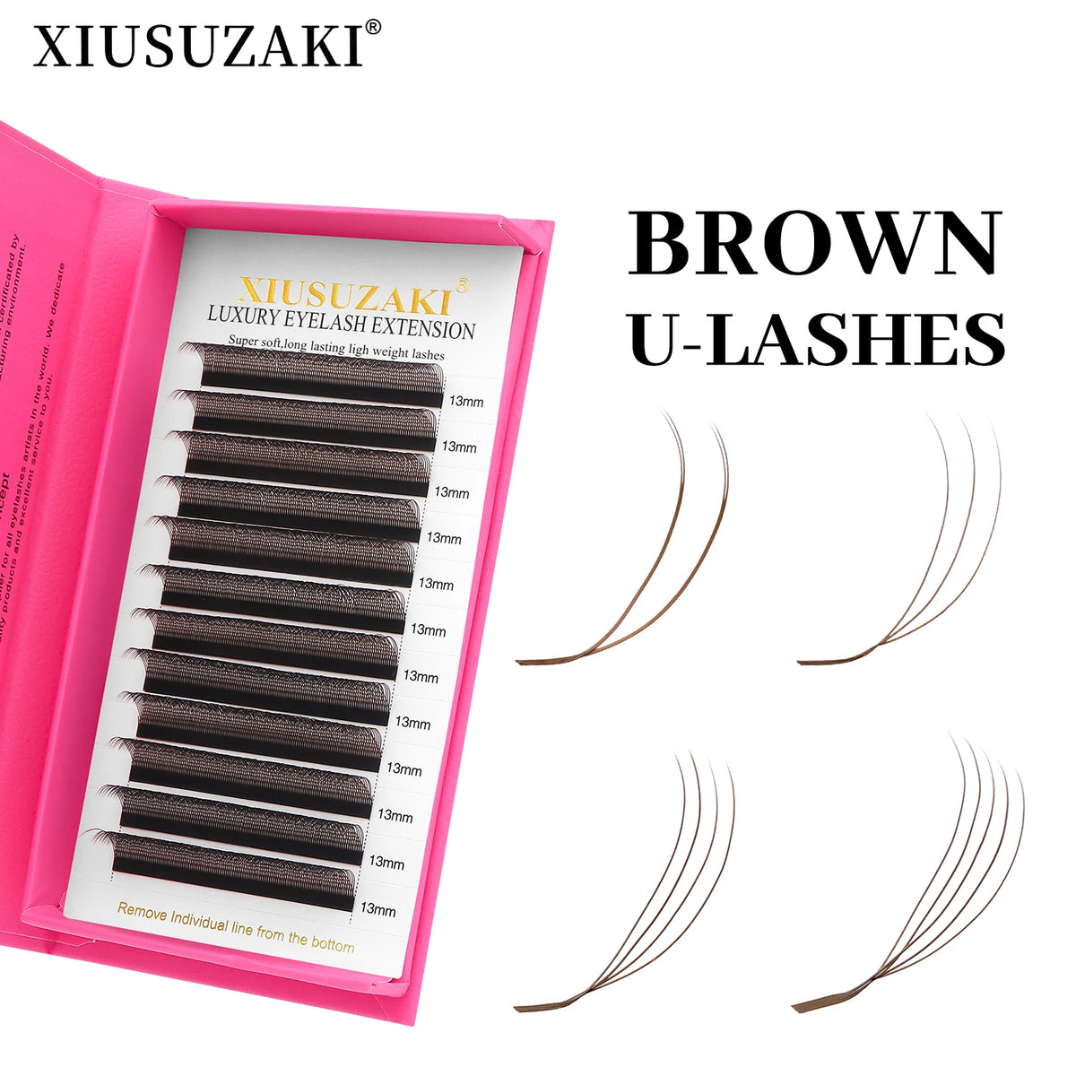 XIUSUZAKI Brown U-Shaped YY 3D 4D 5D Eyelash Extensions Soft U Lashes Extension Mink Premade Volume Fans False Eyelashes