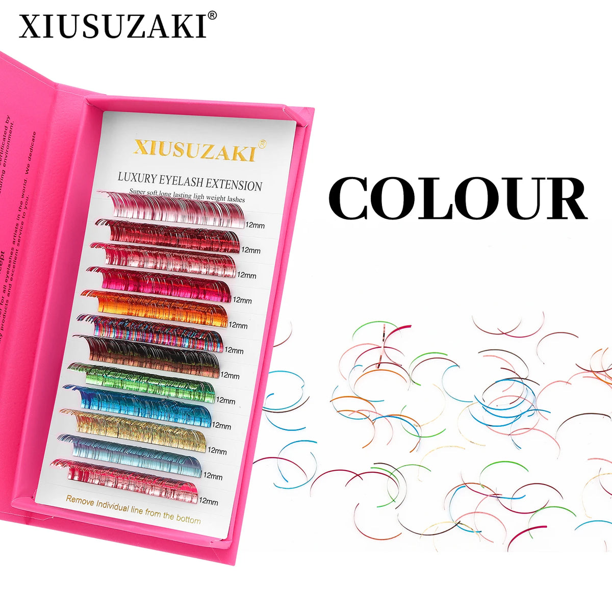 XIUSUZAKI Shiny Colorful Individual Eyelash Extension Classic Lashes Mixed Color Glitter Tinsel Christmas Eyelash Extensions